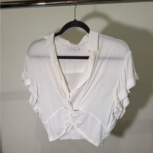 Olivaceous Ivory Twist Front Blouse